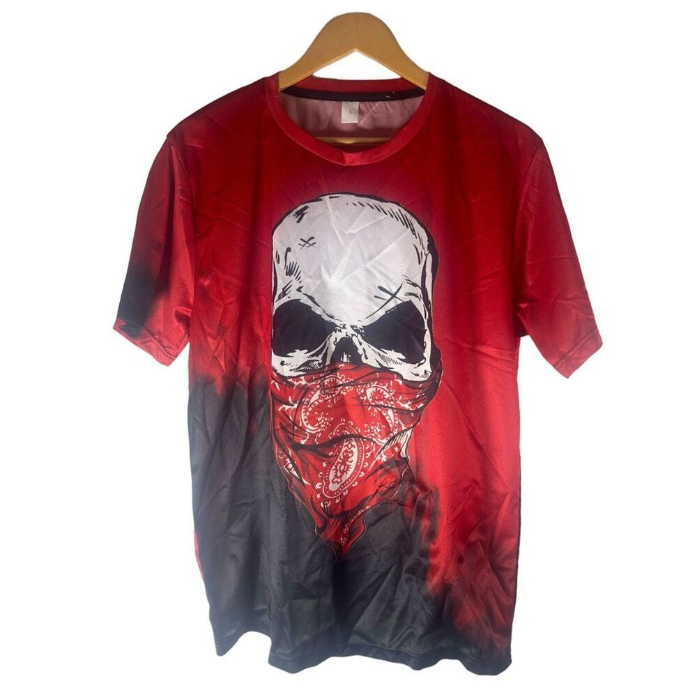 NWT Mesh Skeleton With Red Bandana T-shirt Men’s L | Streetwear Skater Emo Urban